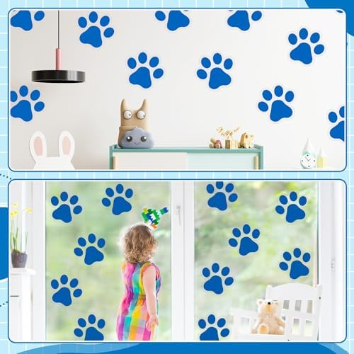 ReliThick 30 Pcs Blue Paw Print Floor Decals
