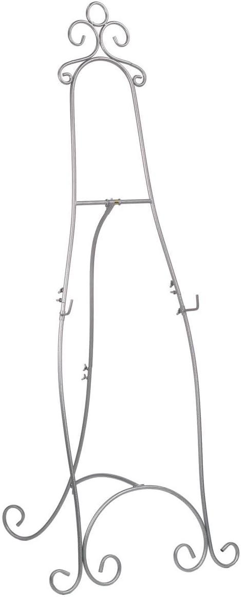 Floor Easel with Scroll Detailing 7125 Inches Tall Silver Metal