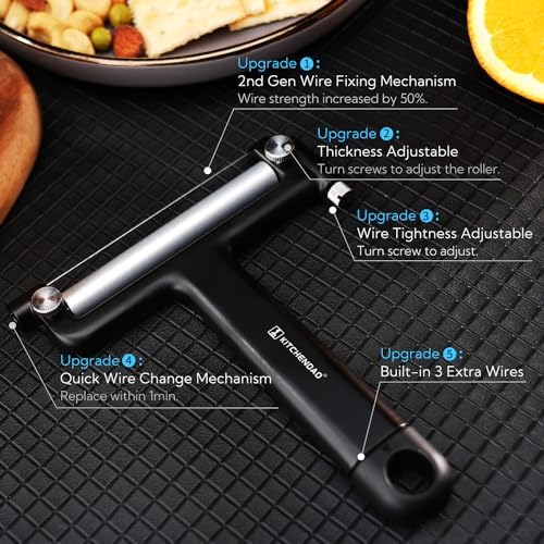 Kitchendoao Adjustable Wire Cheese Slicer Cutter with 3 Extra Wires