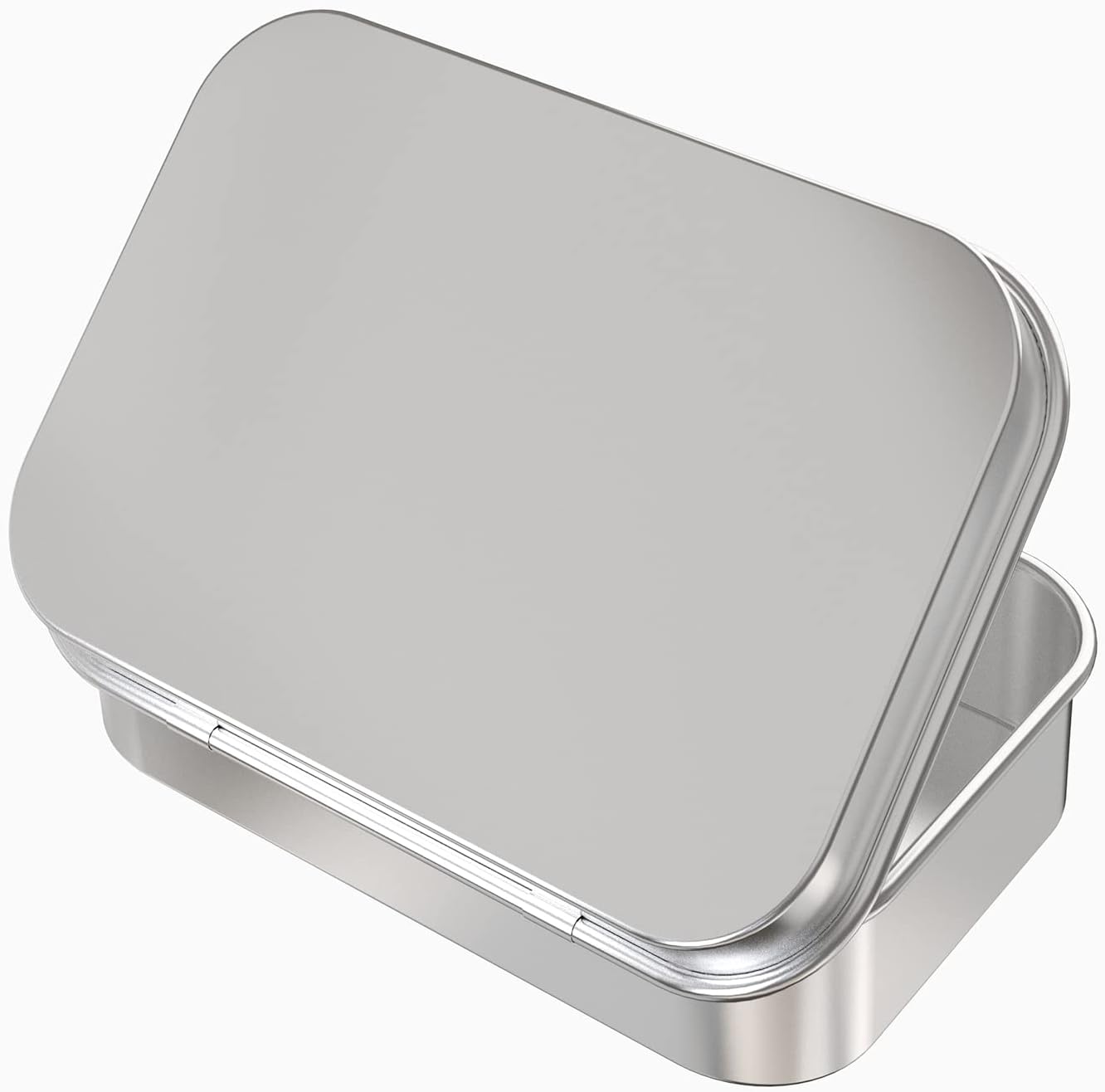 6 Pcs Metal Hinged Tin Box Storage Container Kit Silver