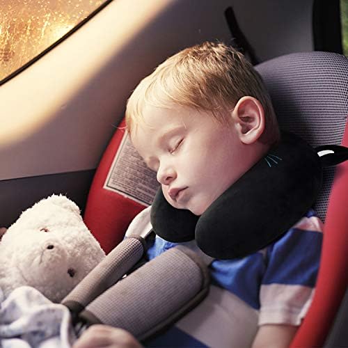 H HOMEWINS Travel Pillow for Kids Black Cat