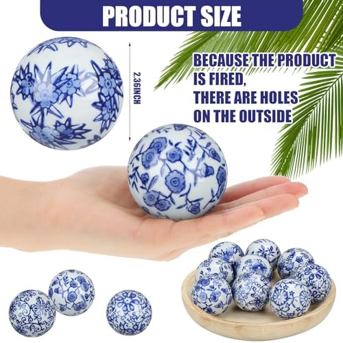 Vesici 9 Pcs Blue White Porcelain Decorative Balls
