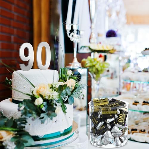 Tenare 90 Pcs 100th Birthday Black and Gold Stickers