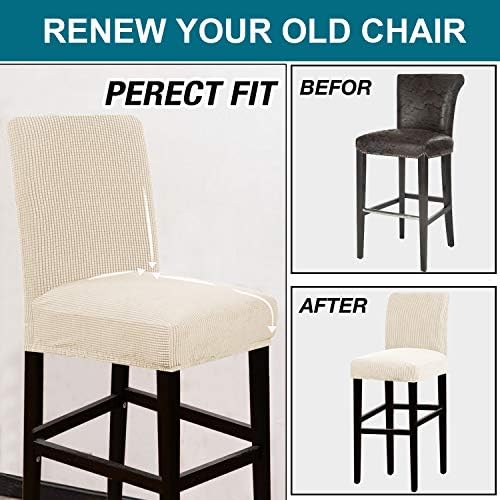 Turquoize Bar Stool Cover Set of 2 Jacquard Stretch Fabric