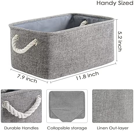 TheWarmHome Storage Bins for Shelves - Grey Small Baskets