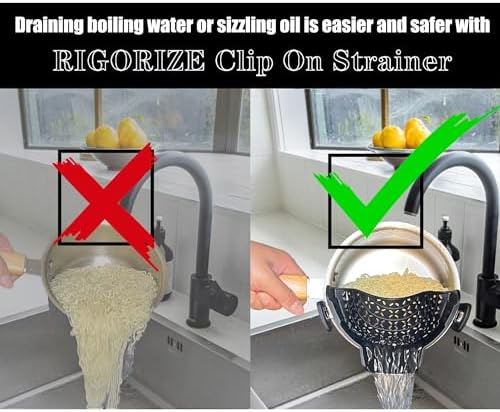 RIGORIZE Clip On Strainer Silicone for Pots and Pans