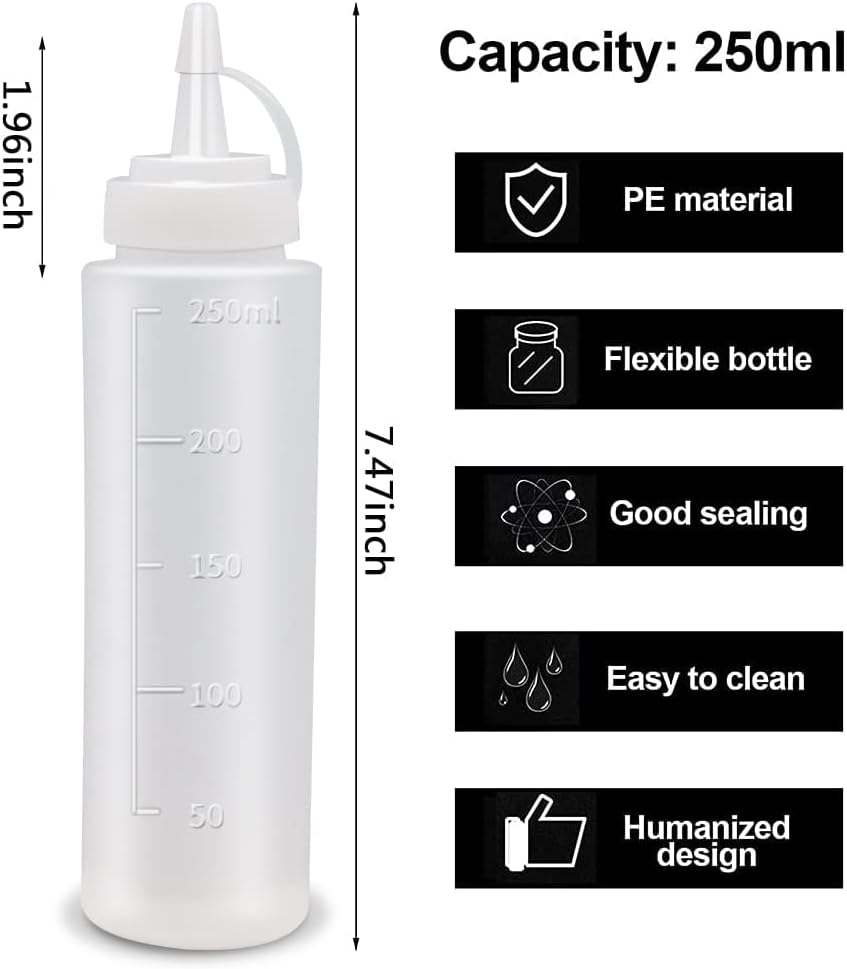 Abnaok 2 Pack 8 oz Squeeze Condiment Bottles with Twist Cap