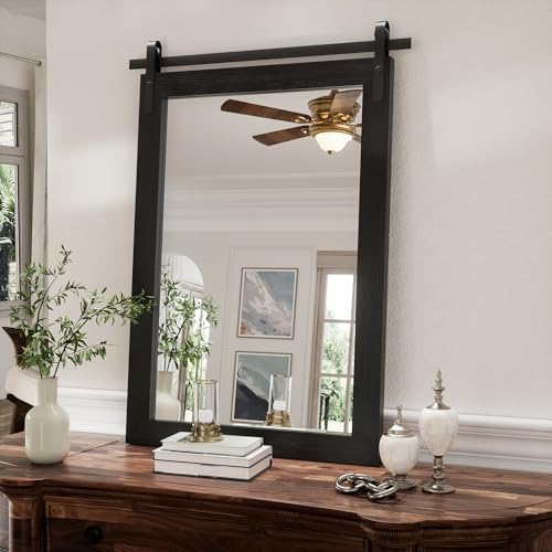 Black Farmhouse Mirror Wall Mount 18x26 Inch