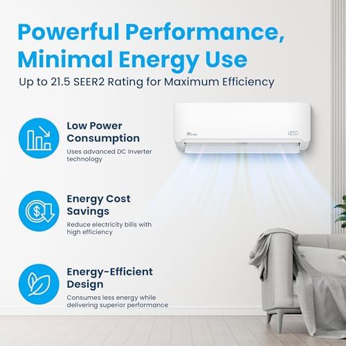 Senville Leto Series Mini Split AC Heat Pump 9000 BTU White