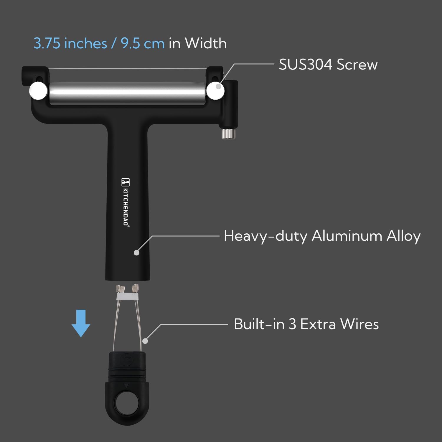 Kitchendoao Adjustable Wire Cheese Slicer Cutter with 3 Extra Wires