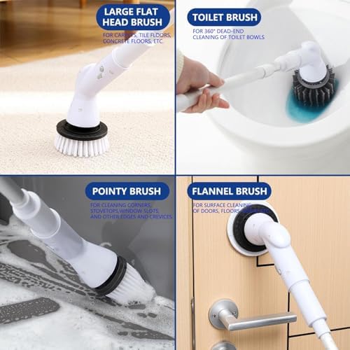 Electric Spin Scrubber 8 in 1 Cordless Cleaning Brush