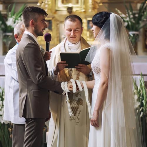 ESNOY Wedding Lasso Rope with Pendants Traditional Celtic Style White