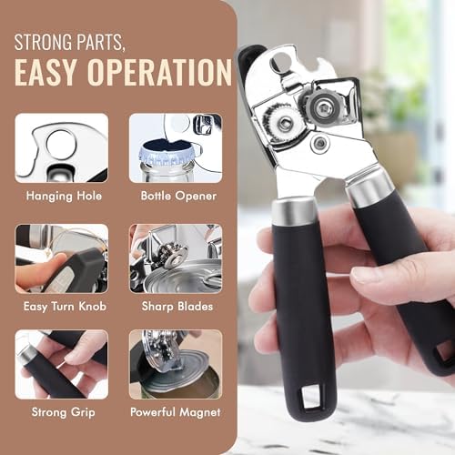 FAREE 3-in-1 Can Opener Manual with Magnet and Bottle Opener