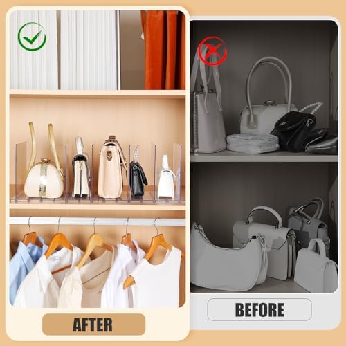 Fangoo 8 Layer Adjustable Purse Organizer for Closet Shelf Divider