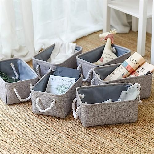 TheWarmHome Storage Bins for Shelves - Grey Small Baskets