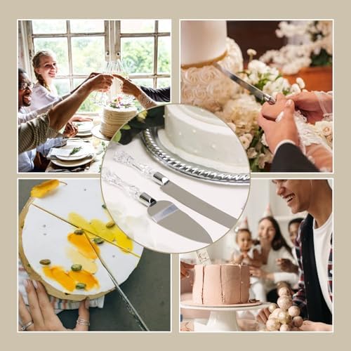 Adorox Cake Knife and Server Set with Acrylic Handles