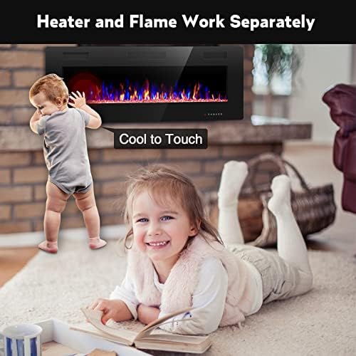 RWFLAME 60 Inch Electric Fireplace with Remote Control and Touch Screen