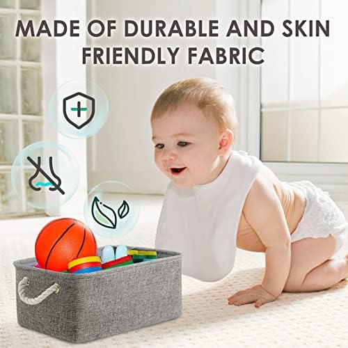 TheWarmHome Storage Bins for Shelves - Grey Small Baskets