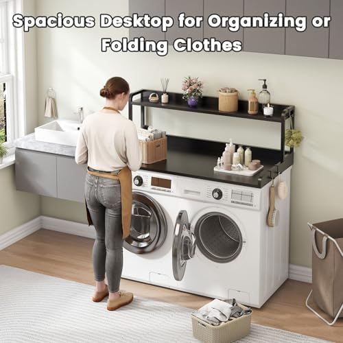 CBBPET 2-Tier Laundry Countertop with 9 Non-Slip Pads and 3 Hooks
