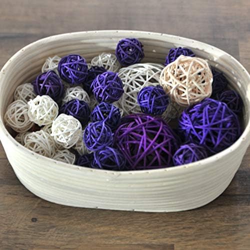 Set of 10 Natural Wicker Rattan Balls Deep Purple 1