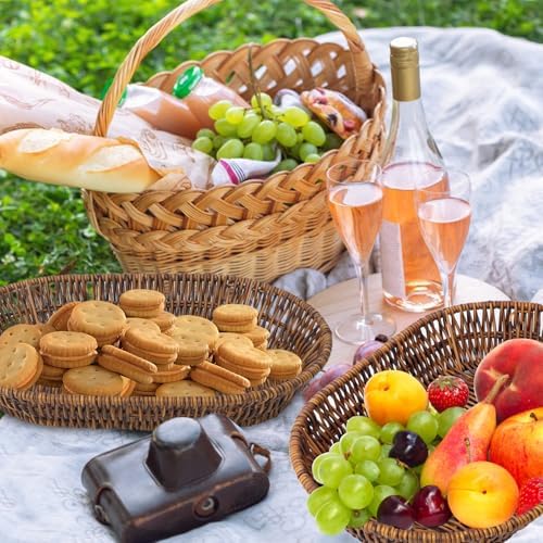 3 PCS Handwoven Oval Wicker Baskets Set