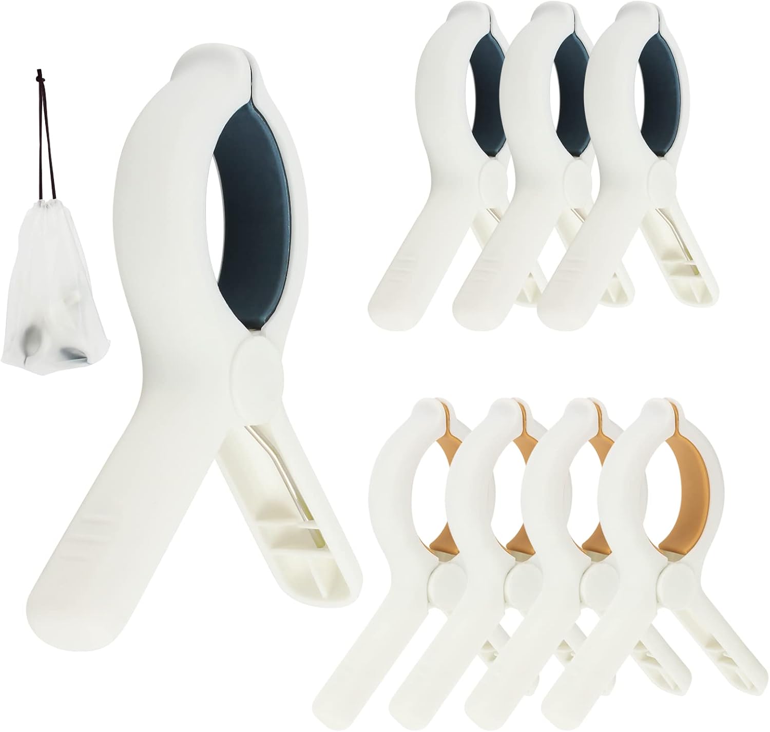 QOPAHI Beach Towel Clips Set of 8 with Drawstring Bag