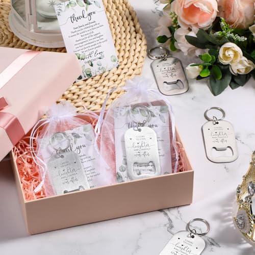 50 Sets Wedding Favors Bottle Opener Keychain Set