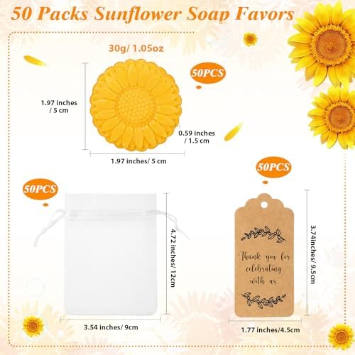 Demissle 50 Piece Sunflower Soap Favors