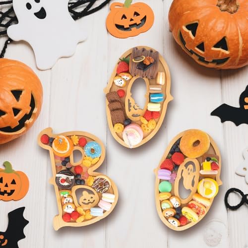 3 Piece Wooden Halloween Charcuterie Board with 14 Balloons
