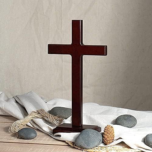 KUXBET Wooden Wall Cross with Stand 125 Inch
