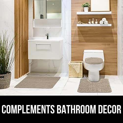 GORILLA GRIP Soft Chenille Toilet Lid Cover Beige 195x185