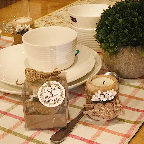 HiHas 12PCS Wooden Tealight Candle Holders Wedding Favors