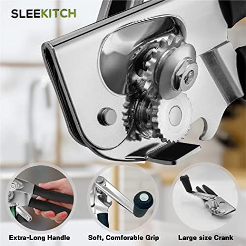 Sleekitch Heavy Duty Manual Can Opener With Bottle Opener Hook