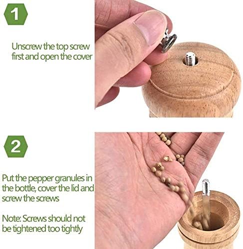 Adjustable Salt and Pepper Grinder Set with Wooden Handle