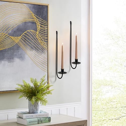 Remenna Wall Candle Sconce Holder Set of 2 Black Modern Rustic