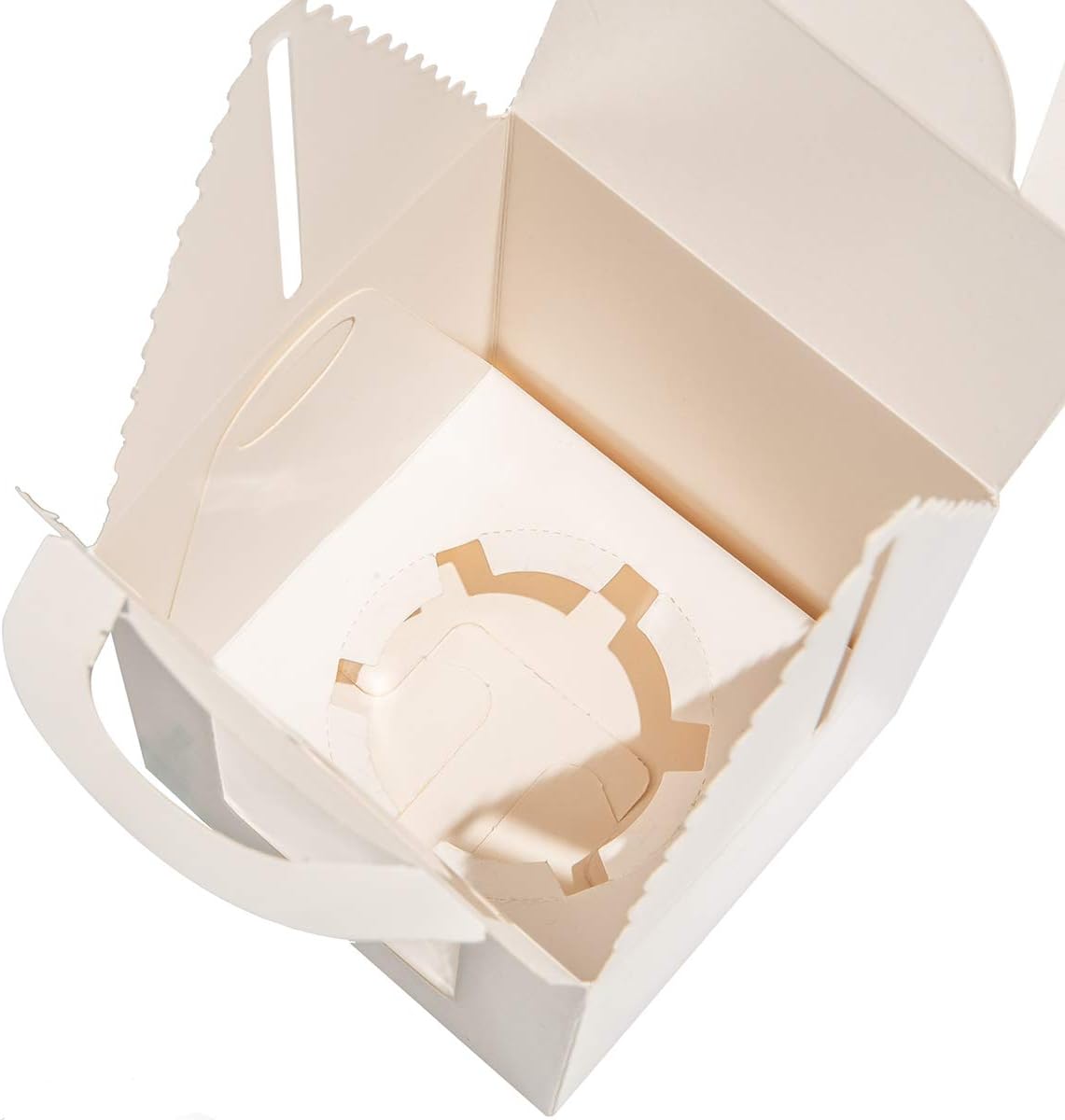 ihomecooker 25 Pcs White Cupcake Containers with Window Handle for Wedding Parties