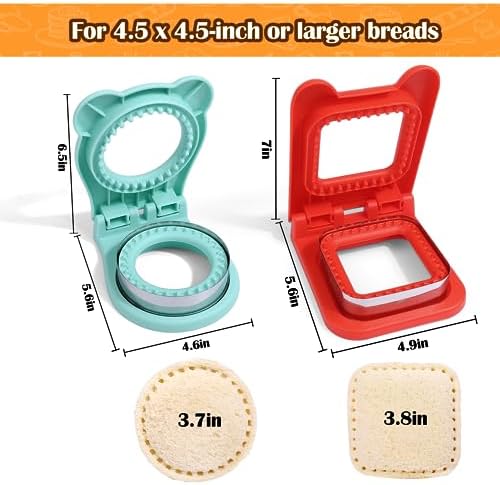 Vodolo Crustless Sandwich Maker with 2 Cutters for Kids Lunch