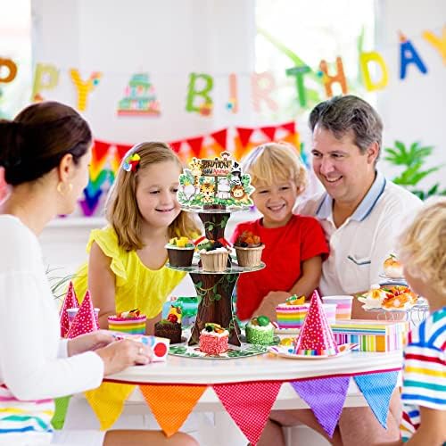 Nuenen Safari Cupcake Stand 3 Tier Jungle Birthday Decor