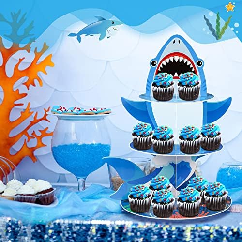Zopeal 3 Tier Shark Cupcake Stand Ocean Theme Decor