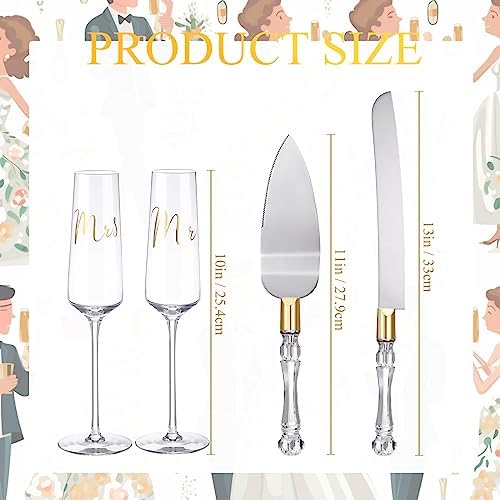 Boao 4-Piece Wedding Toasting Flutes and Cake Server Set