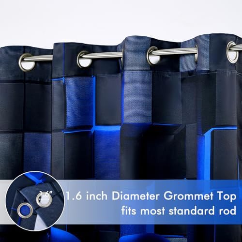 PERFEMET Gamer Curtains 2 Panels Black Blue