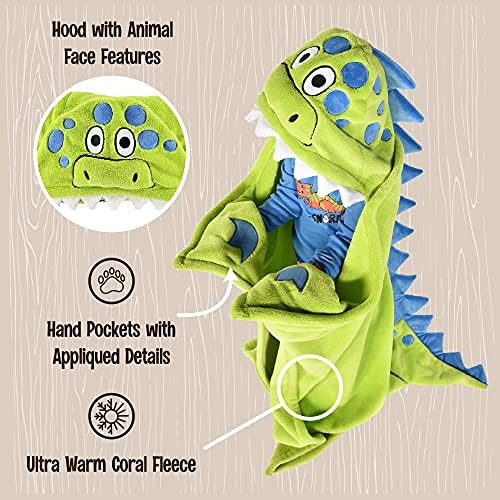 Lazy One Dinosaur Hooded Blanket for Kids