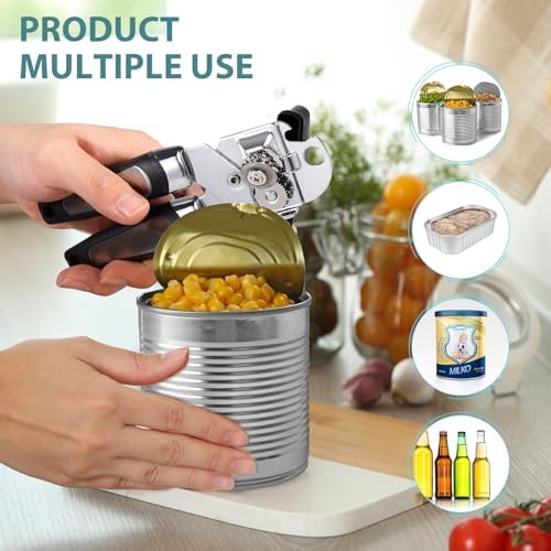 Lychico 3-in-1 Can Opener Stainless Steel Handheld Black