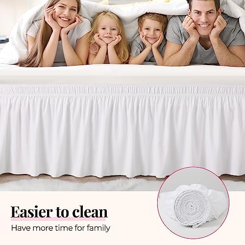 RIMELA White Bed Skirt Queen Size 15 Inch Drop