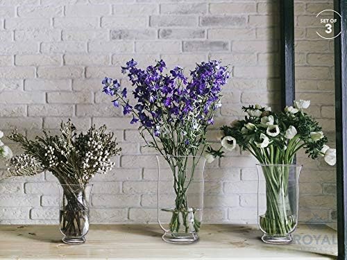 Royal Imports 3 Pc Clear Glass Hurricane Candle Holder Set