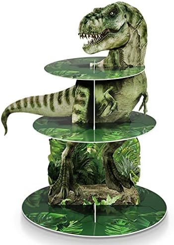 3 Tier Dinosaur Cupcake Stand Party Decorations