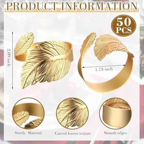 Gold Napkin Rings Set of 50 for Elegant Table Settings