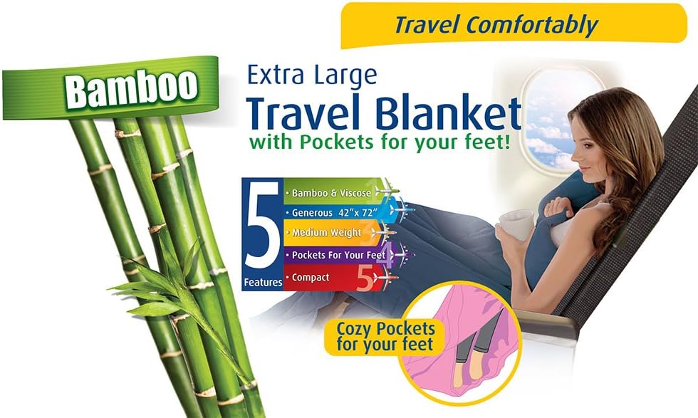 Cloudz Extra Large Airplane Travel Blanket Navy Blue