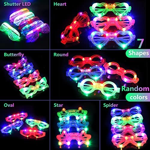 21 Pcs LED Glasses 7 Shapes Party Favor for Kids Adults