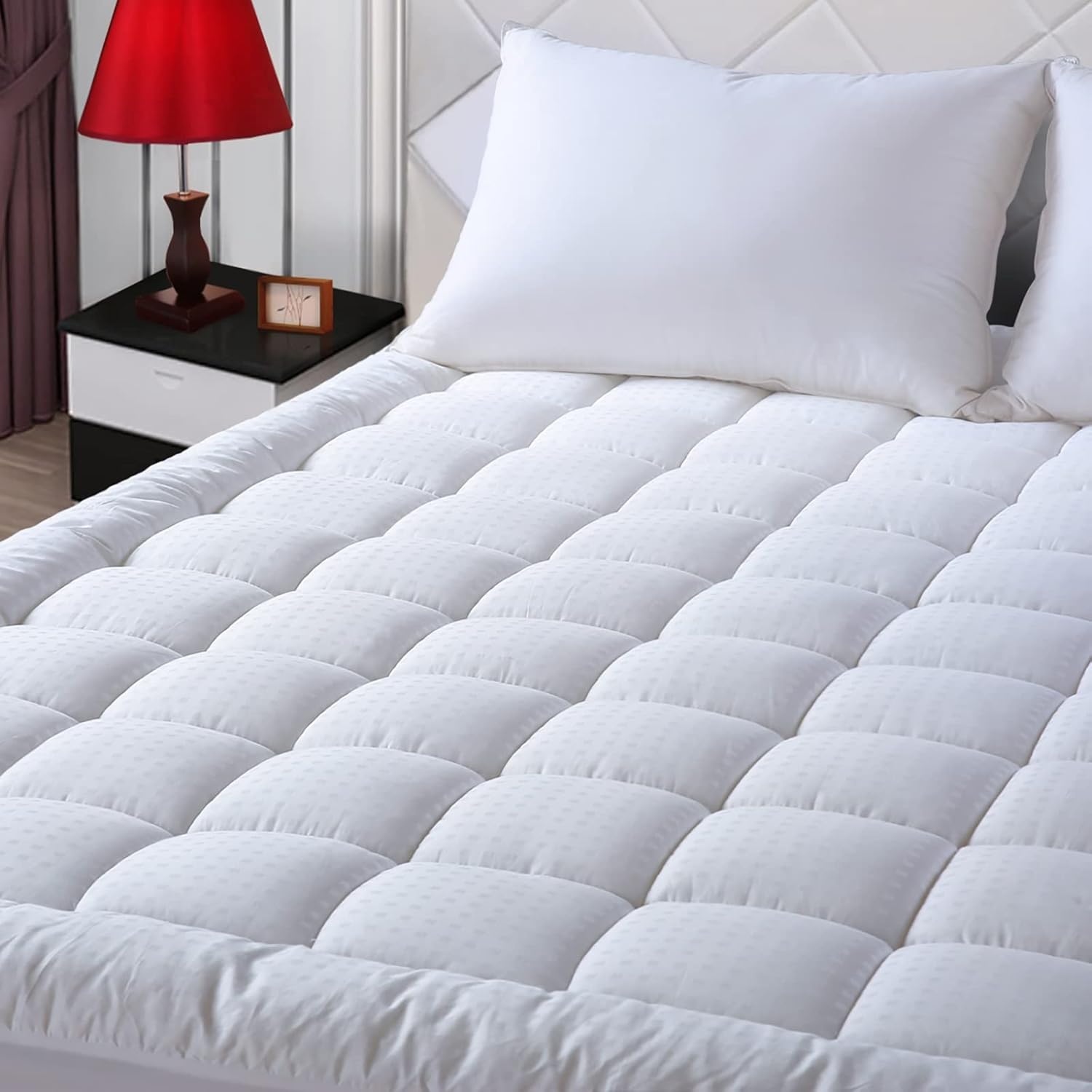 EASELAND Queen Mattress Pad 60x80 Inch Deep Pocket Cooling Topper